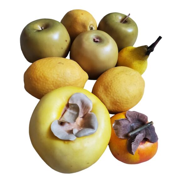 8x Realistic Faux Artificial Fruit Apples Lemons Parsimmons Decor Life Size Prop - Picture 3 of 4